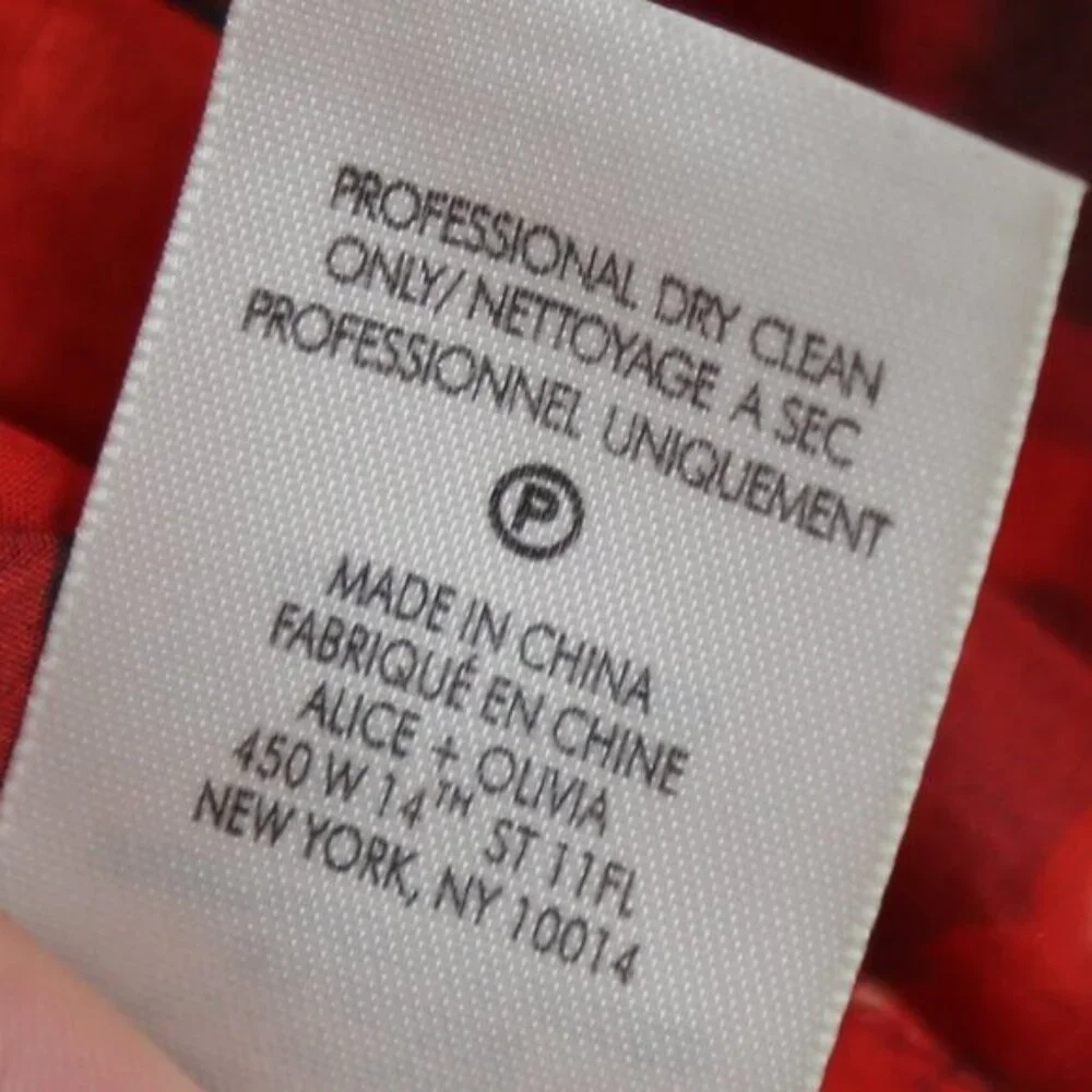 Alice + Olivia Bette Silk Cotton Ruffle Tie Blouse Floral Red Size Medium - Picture 7 of 8